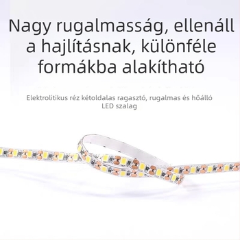 2835 LED-szalag, 24V, öntapadós, alacsony feszültség, nagy fényerő, vágható LED-enként, nappali és szekrény világítás