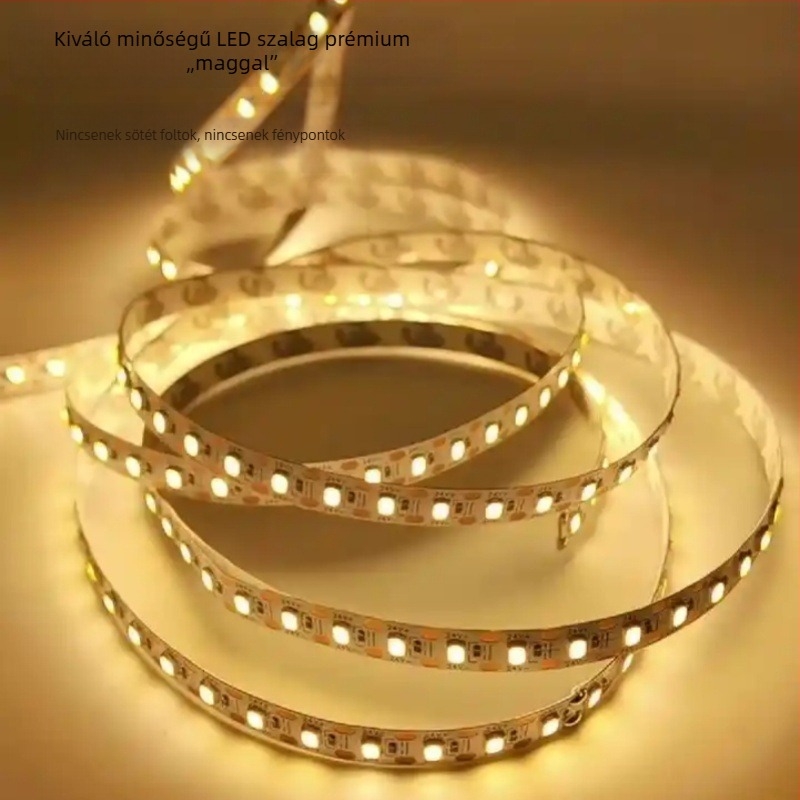 2835 LED-szalag, 24V, öntapadós, alacsony feszültség, nagy fényerő, vágható LED-enként, nappali és szekrény világítás