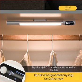 Mozgásérzékelős LED-szalag mágneses rögzítéssel, öntapadó, szekrényekhez és ruhásszekrényekhez