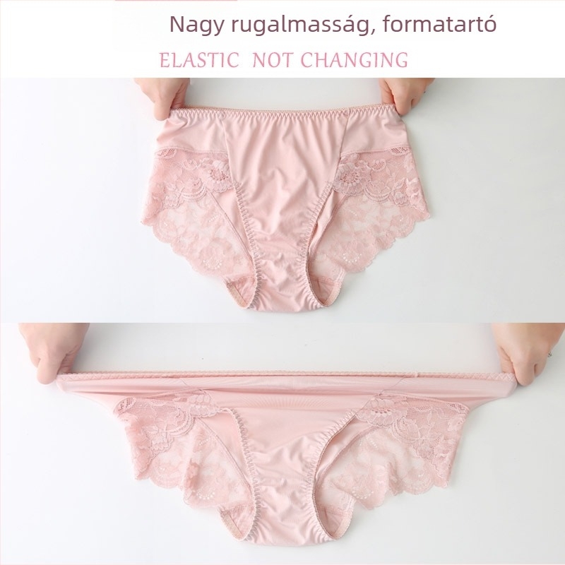 Női csipkés alsónemű nyárra, vékony, varrás nélküli, nagy méret, tej-selyem és jég-selyem, magas derekú háló
