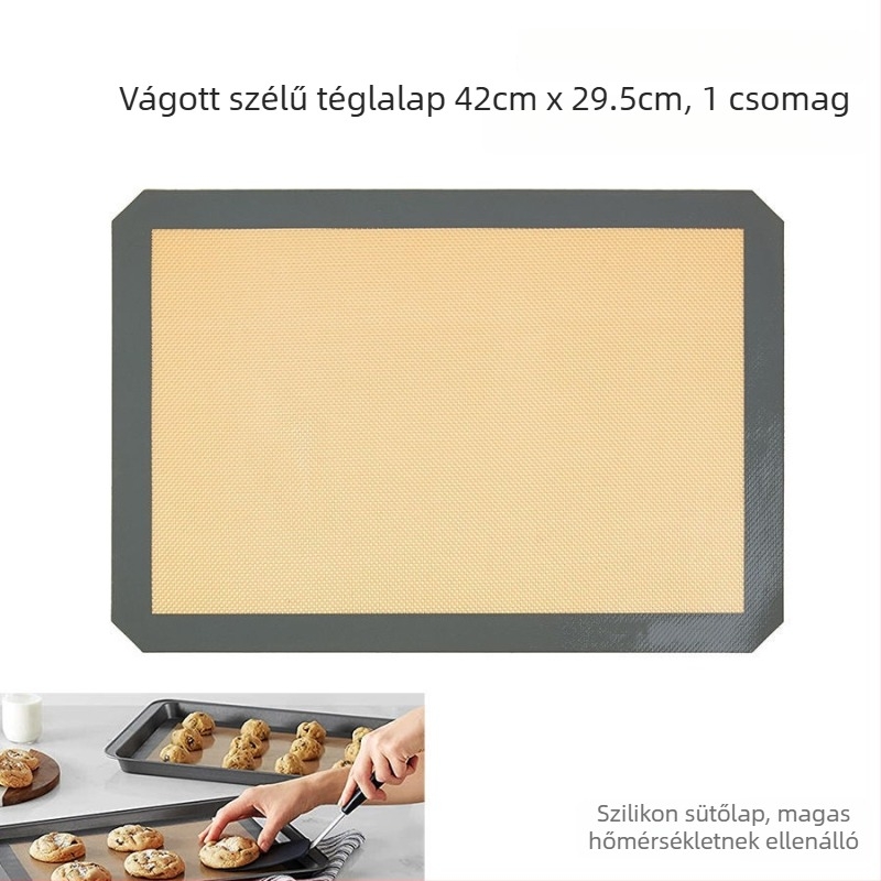 Magas hőmérsékletnek ellenálló, tapadásmentes szilikon sütőmatrac macaronokhoz és süteményekhez; sütőmatrac és gyúrás alátét otthoni használatra