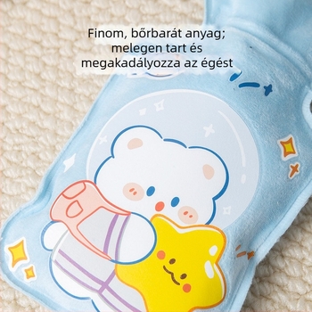 Robbanásbiztos, vízzel töltött forróvizes palack kézmelegítő párnával, aranyos plüss mesefigurás design, nagy és kicsi méret, nőknek