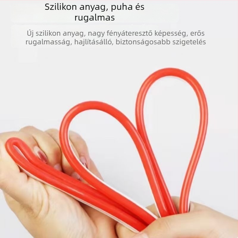 Karácsonyi LED-neon rugalmas szilikon fénycsík, 12V, kültéri vízálló reklámszalag betűkhöz; formák testreszabhatóak, vágás hossz szerint, több szín és színhőmérséklet