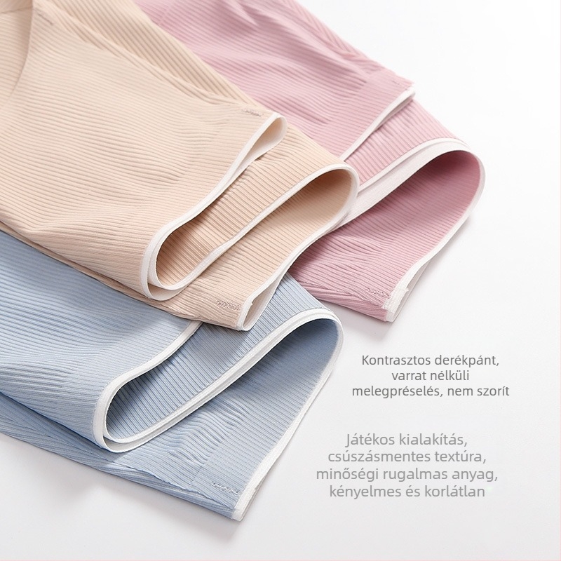 Új Ice Silk varrás nélküli női alsónemű, ribbed anyagból, pamut betéttel, lélegző, háromszög alakú fazon