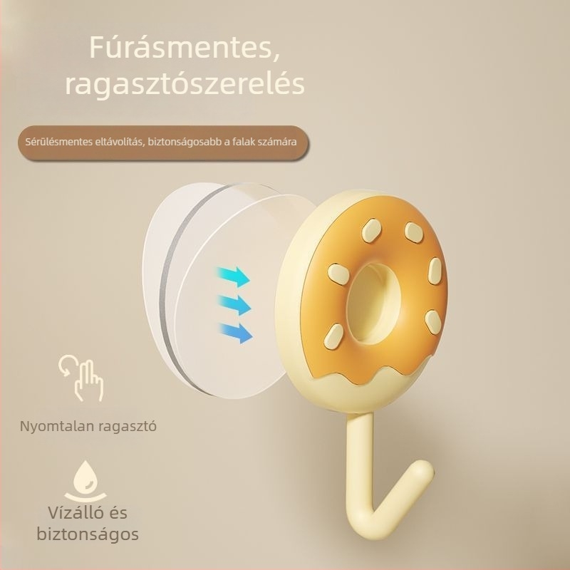 Fali akasztó ragasztóval, fúrás nélkül, erős teherbírás, konyha és fürdőszoba, nyom nélkül, az ajtó mögött