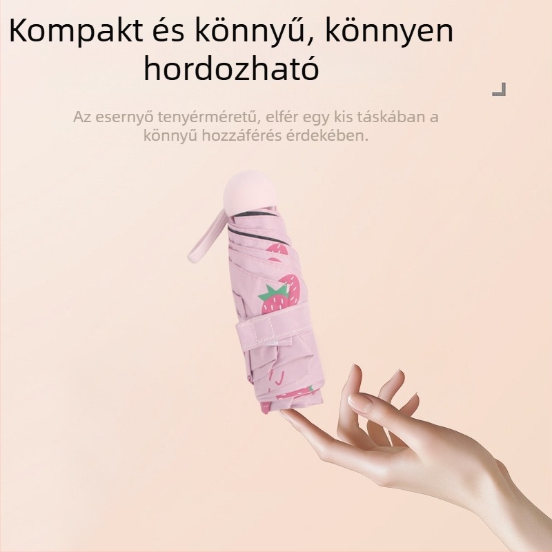 Kompakt összecsukható nap- és esernyő UV-védelemmel, hordozható, 8 bordával, kézi nyitás