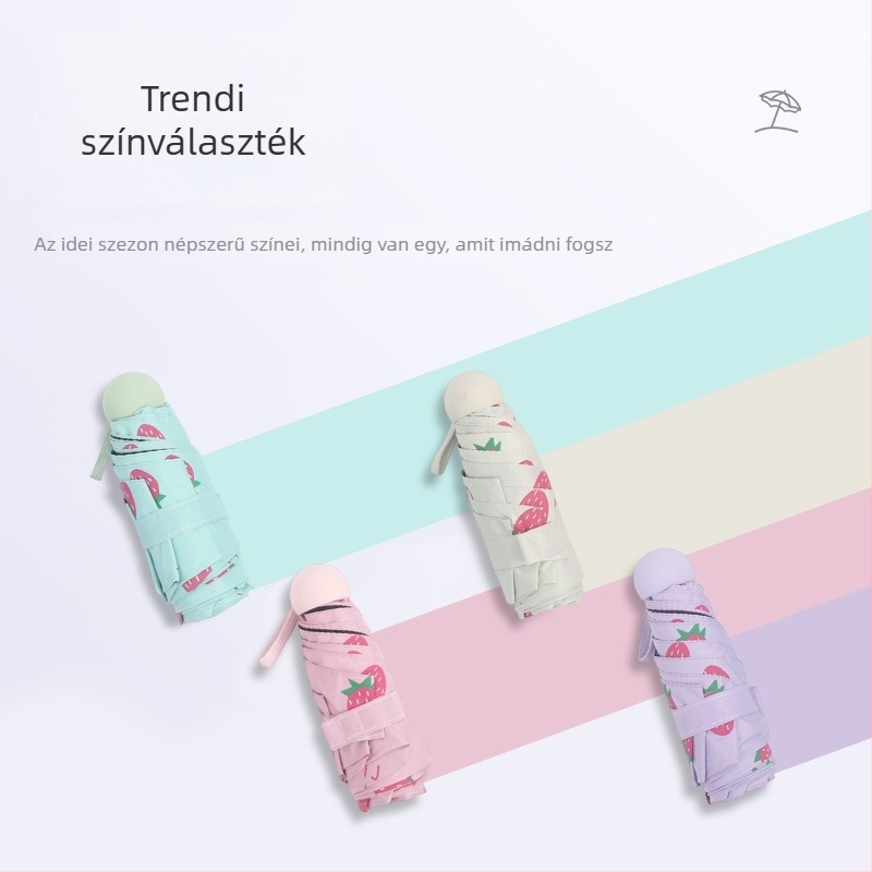 Kompakt összecsukható nap- és esernyő UV-védelemmel, hordozható, 8 bordával, kézi nyitás