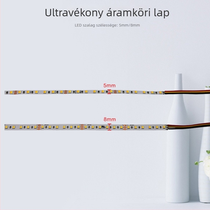 2835 LED-szalag, tri‑színű és kettős fehér tónusú, 120 LED/m, dimmelhető, rugalmas, öntapadós, 12V DC