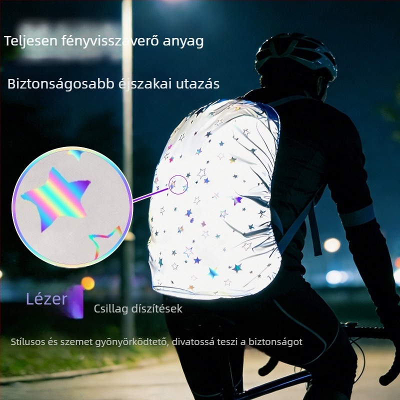 Teljesen fényvisszaverő kültéri hátizsák gradient színű csillagokkal és esővédővel