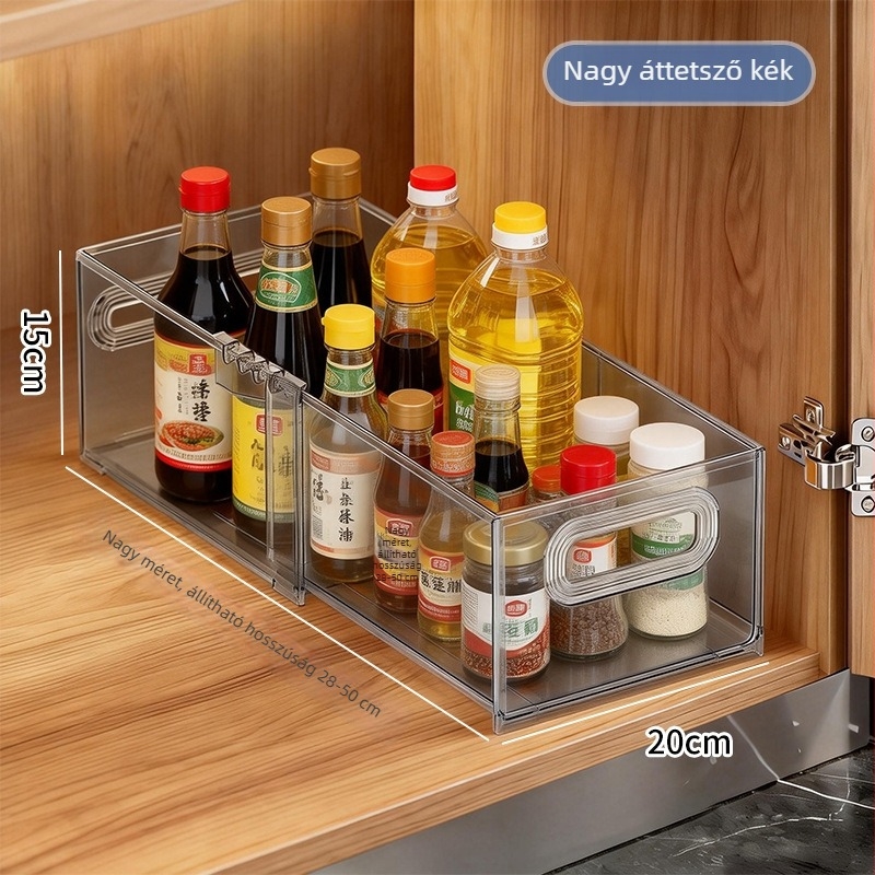 Átlátszó fiókos tároló doboz, rekeszekkel, rakható