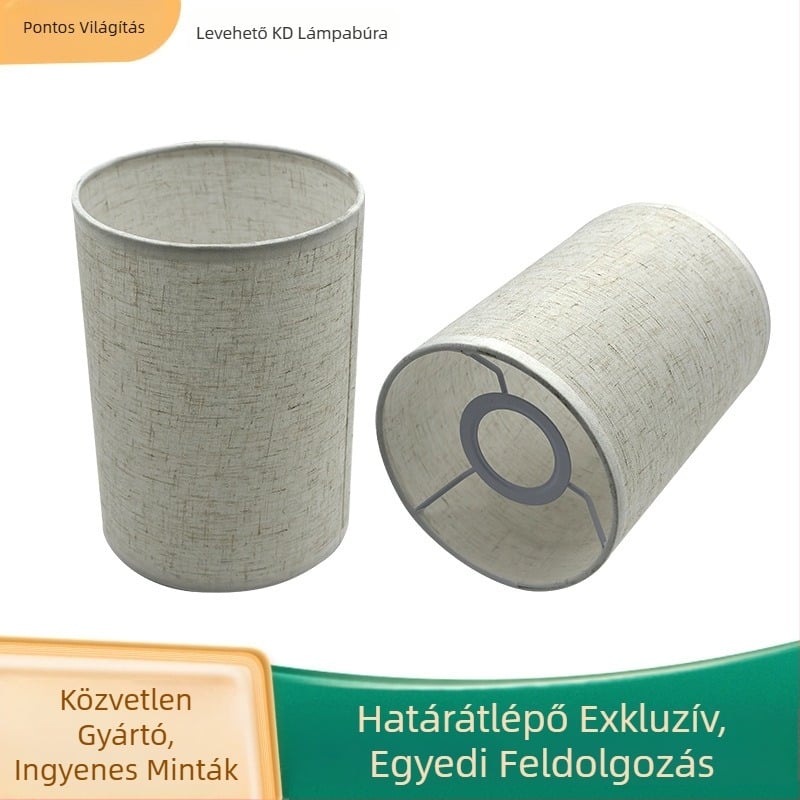 Henger alakú lenvászon lámpabura — asztali, álló, fali lámpához és csillárhoz