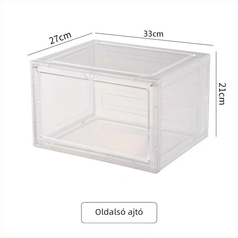 Átlátszó akril cipősdoboz, oldalnyílású fedél, nagy kapacitású, egymásra tehető, 10 darabos készlet