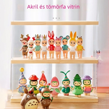 Akril Blind Box kiállító doboz Bubble Mart figurákhoz – átlátszó porvédett tároló LEGO figuráknak, MOLLY fedéllel
