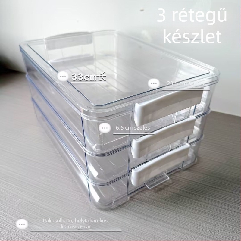 Átlátszó, több rétegű tároló doboz ruhák és dokumentumok rendezésére, porvédett asztali szervező otthoni használatra