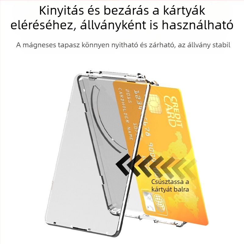 Mágneses flip-kártyatartó átlátszó hátsó résszel, testre szabható munkaazonosító kártyatartó és Polaroid állvány