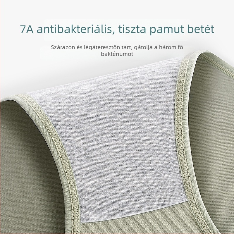 Női pamutból készült magas derékú alsó, haskontrolal, 7A antibakteriális, bőrbarát, lélegző, nem gyűrődik, negatív ion granulákkal melegítő hasi masszázshoz, háromszög szabású