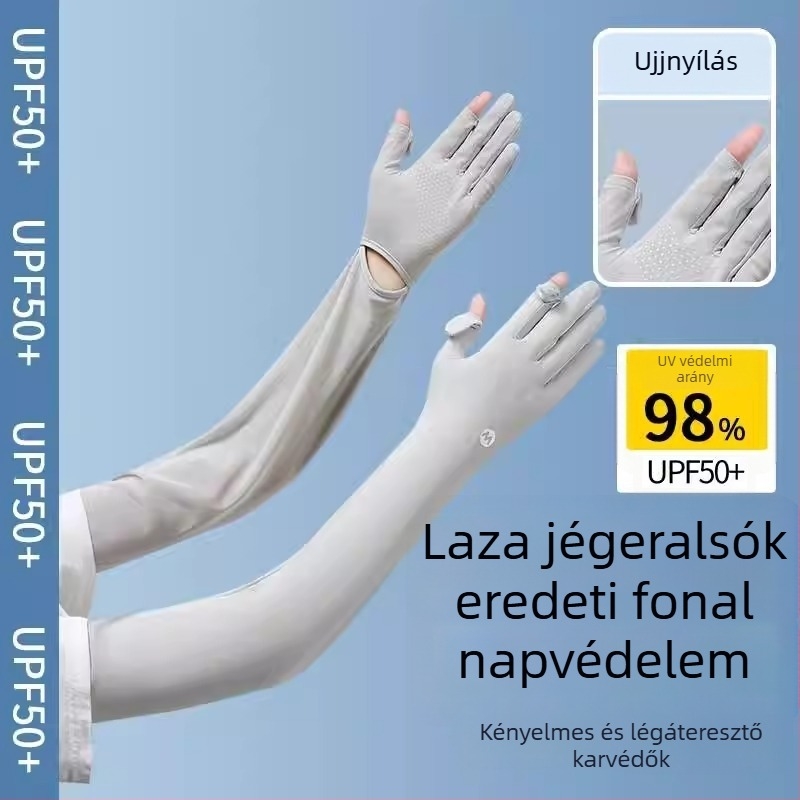 2025 Napvédő hosszú kesztyűk jégselyem anyagú kialakításban vezetéshez és kerékpározáshoz