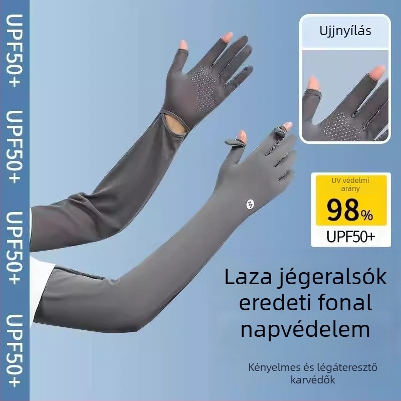2025 Napvédő hosszú kesztyűk jégselyem anyagú kialakításban vezetéshez és kerékpározáshoz
