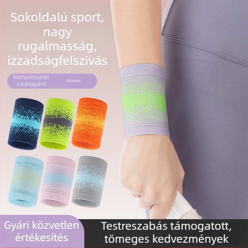 Sportkompressziós csuklóvédő – húzódás elleni védelem, kosárlabda és badmintonhoz, lélegző, izzadságot felszívó