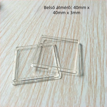 Akril védő doboz emlékérmekhez, átlátszó, fedéllel, méretek 25x25/30x30/40x40/60x60, PMMA.