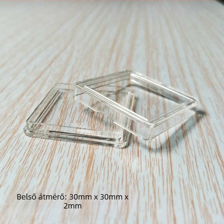 Akril védő doboz emlékérmekhez, átlátszó, fedéllel, méretek 25x25/30x30/40x40/60x60, PMMA.