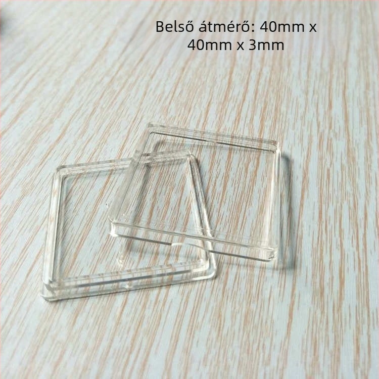 Akril védő doboz emlékérmekhez, átlátszó, fedéllel, méretek 25x25/30x30/40x40/60x60, PMMA.