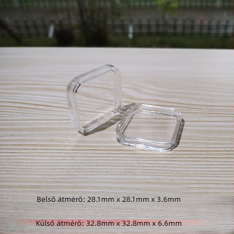 Akril védő doboz emlékérmekhez, átlátszó, fedéllel, méretek 25x25/30x30/40x40/60x60, PMMA.