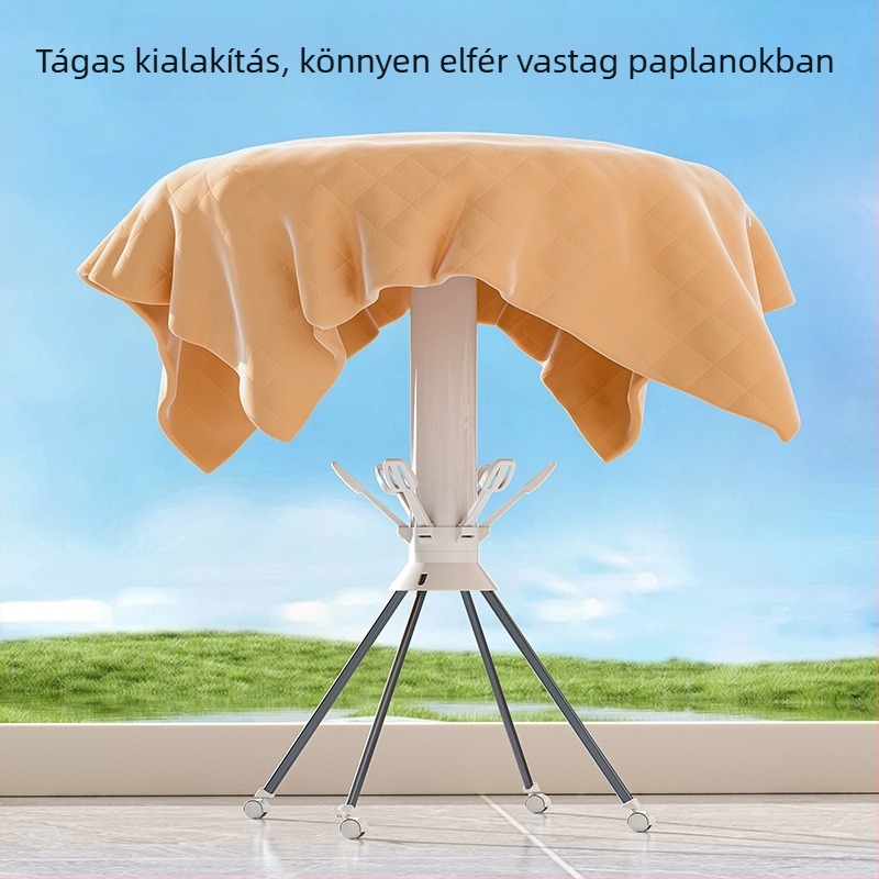 360°-os forgó polip ruhaszárító, talpra álló, összecsukható rúddal, erkélyre és hálószobába