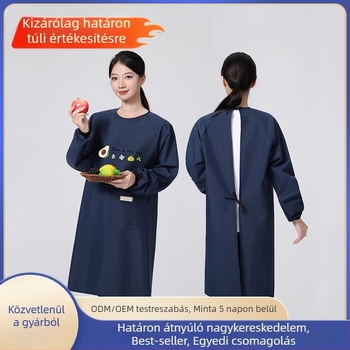 Hosszú ujjú konyhai kötény, vízálló és olajálló, egységes méretű, felnőtteknek