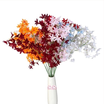 Oncidium szatén virágok – művirágok hotel dekorációhoz, esküvői terem mennyezet díszítéshez, otthoni dekoráció, egyetlen ág, nagykereskedelem