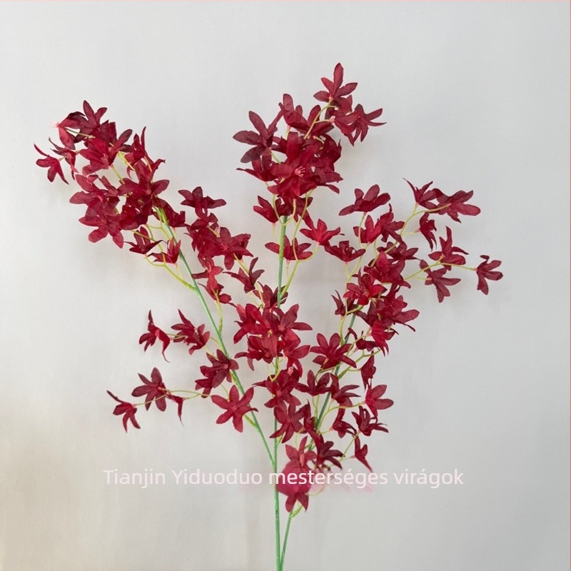 Oncidium szatén virágok – művirágok hotel dekorációhoz, esküvői terem mennyezet díszítéshez, otthoni dekoráció, egyetlen ág, nagykereskedelem
