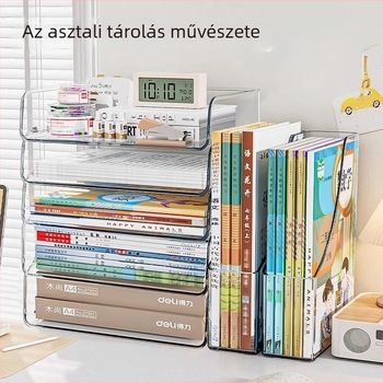 Átlátszó, téglalap alakú asztali rendező könyvekhez és dokumentumokhoz