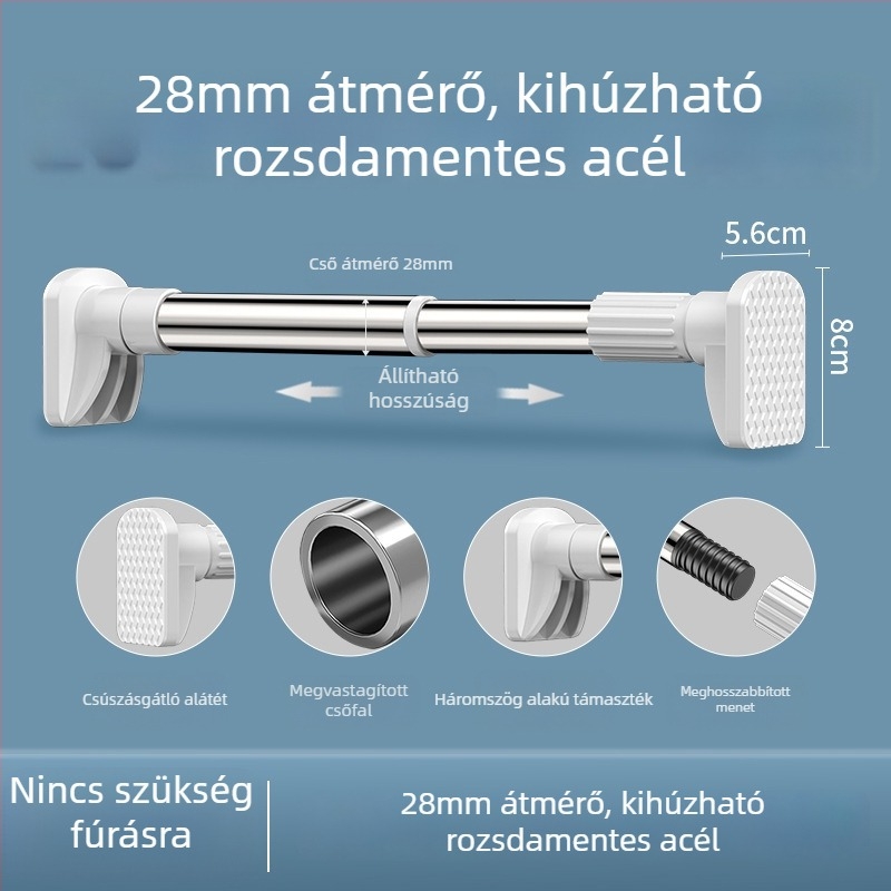 Fúrásmentes teleszkópos rúd balkonra, ruhaszárításra, függöny- és fürdőszobai rúd