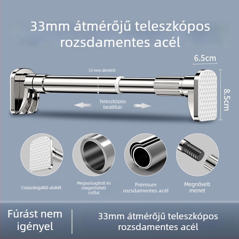Fúrásmentes teleszkópos rúd balkonra, ruhaszárításra, függöny- és fürdőszobai rúd