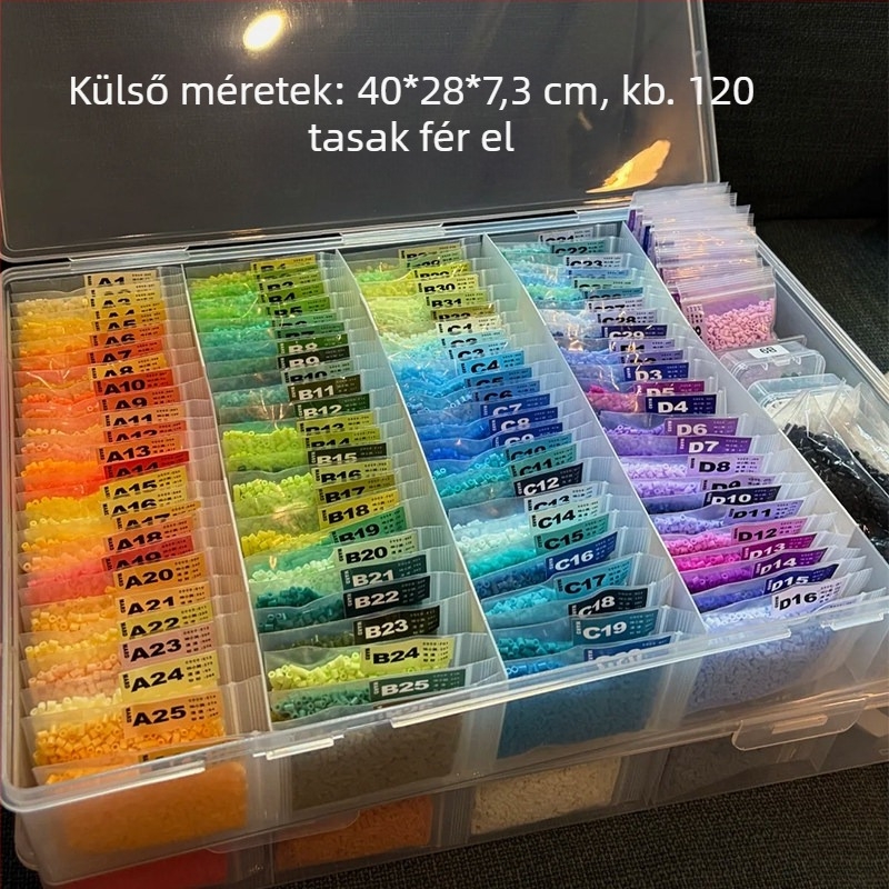 Átlátszó, megvastított önzáró tárolótasak gyöngyfűzéshez, felosztott tasakok 20, 16 és 30 méretben