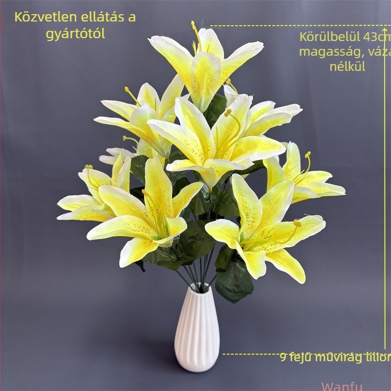 Kilenc selyem liliom – művirágok dekorációhoz és virágkompozíciókhoz, emlék virágművészet