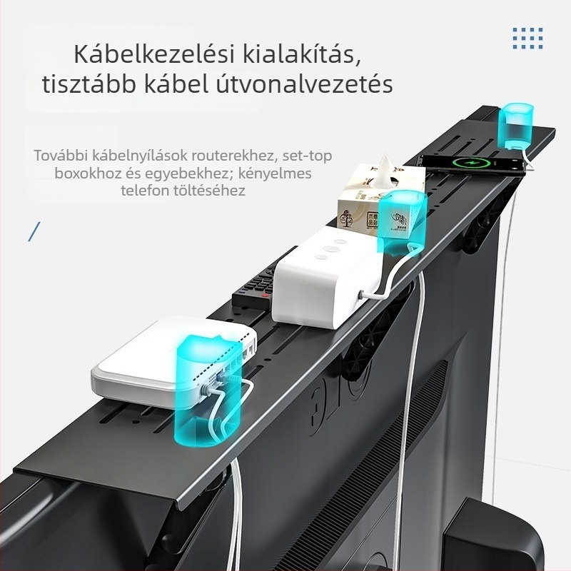 Fúrás nélküli felső tartó routerhez és televízióhoz, a set-top box polcon