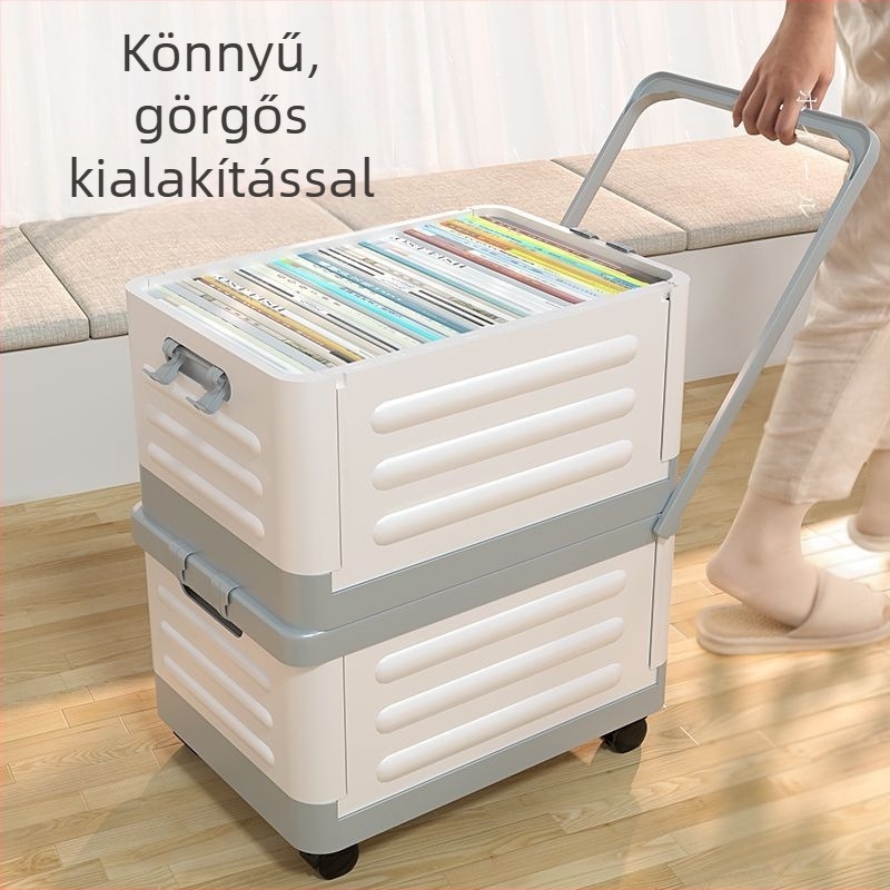 Otthoni tolható tároló doboz kerekekkel – könyvek és játékok, diákszálláshoz