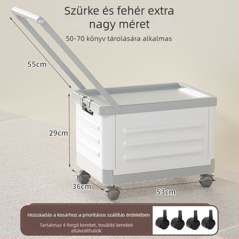 Otthoni tolható tároló doboz kerekekkel – könyvek és játékok, diákszálláshoz