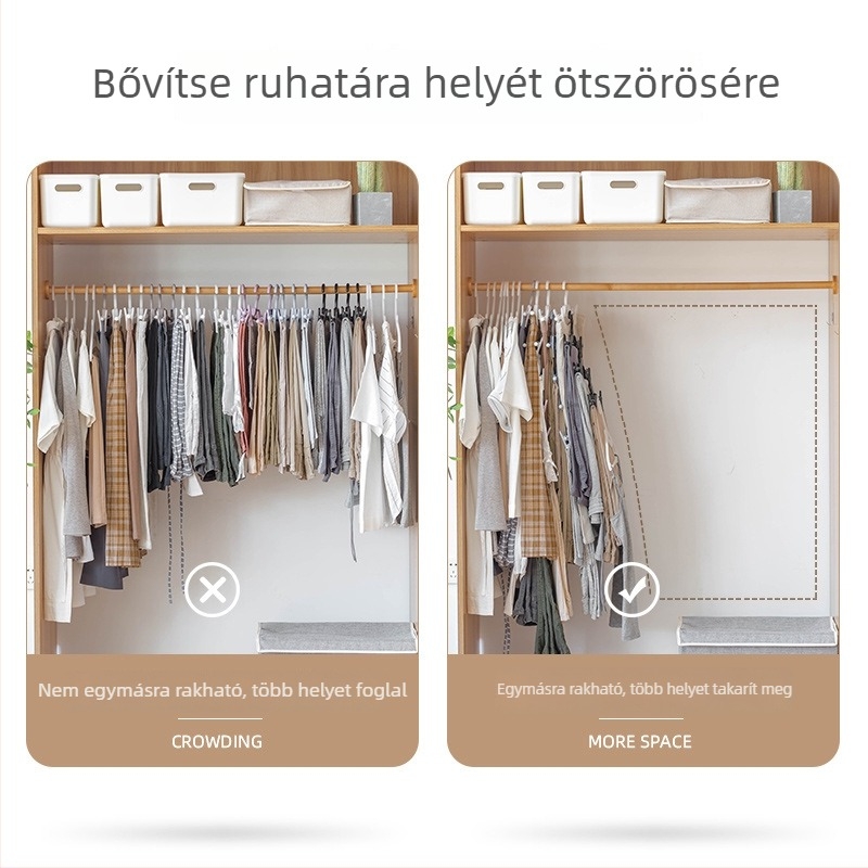 Műanyag ruhára akasztható nadrág- és szoknyakasztó készlet klipszekkel, nyom nélkül, JK stílus, otthoni gardrób