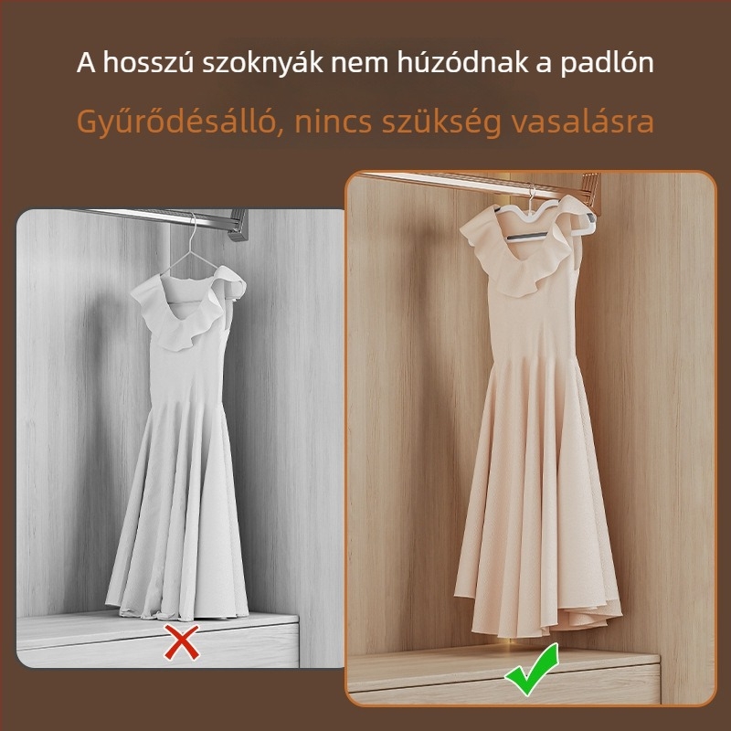Ruhatároló vállfa rövid nyakkal, csúszásmentes, gardróbhoz, helytakarékos, vastított és megerősített kialakítás
