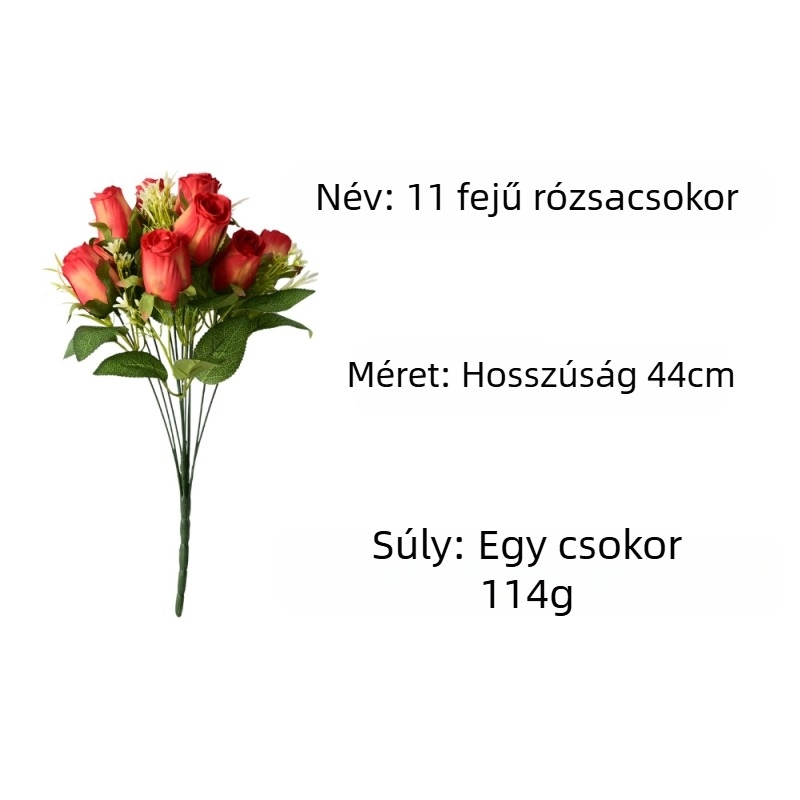 11 darab mesterséges rózsa esküvői és otthoni dekorációhoz