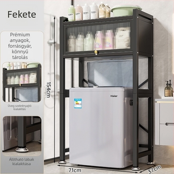 Fém mosógép fölötti tárolóállvány, négy szintes, fürdőszobába és erkélyre, nedvességálló