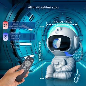 Holdat tartó űrhajós figura – asztali éjszakai projektor távirányítóval, csillagos ég vetítés