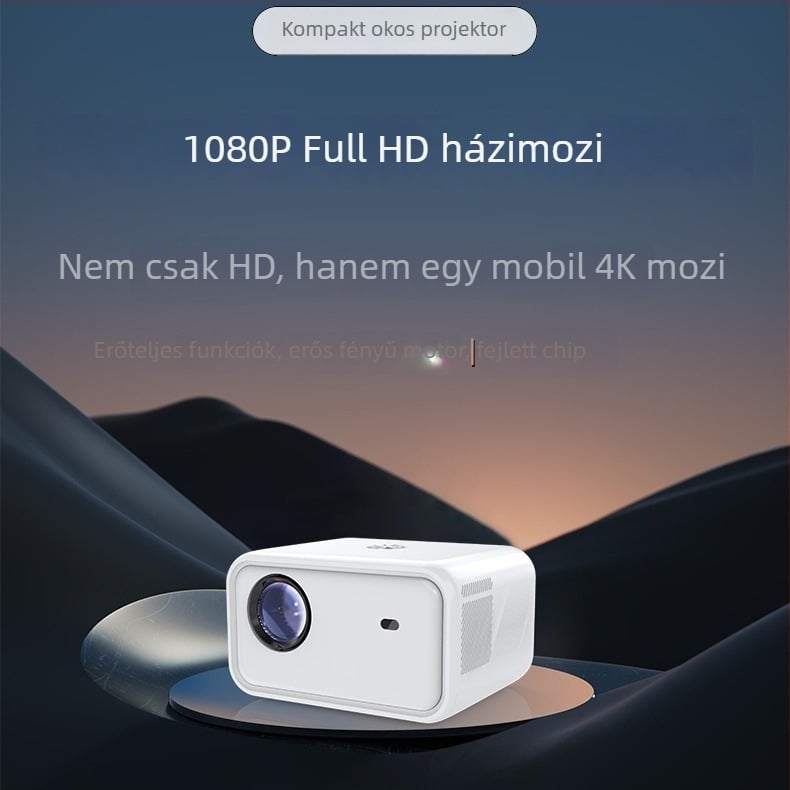 Androidos okos projektor 1080p, kettős sávú Wi‑Fi, motoros élesítés, nagy képernyő