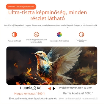 2025-ös okos otthoni projektor, 1080p, vezeték nélküli Wi-Fi Bluetooth Android, PTZ, 150 hüvelykes képátló
