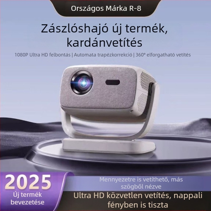 2025-ös okos otthoni projektor, 1080p, vezeték nélküli Wi-Fi Bluetooth Android, PTZ, 150 hüvelykes képátló
