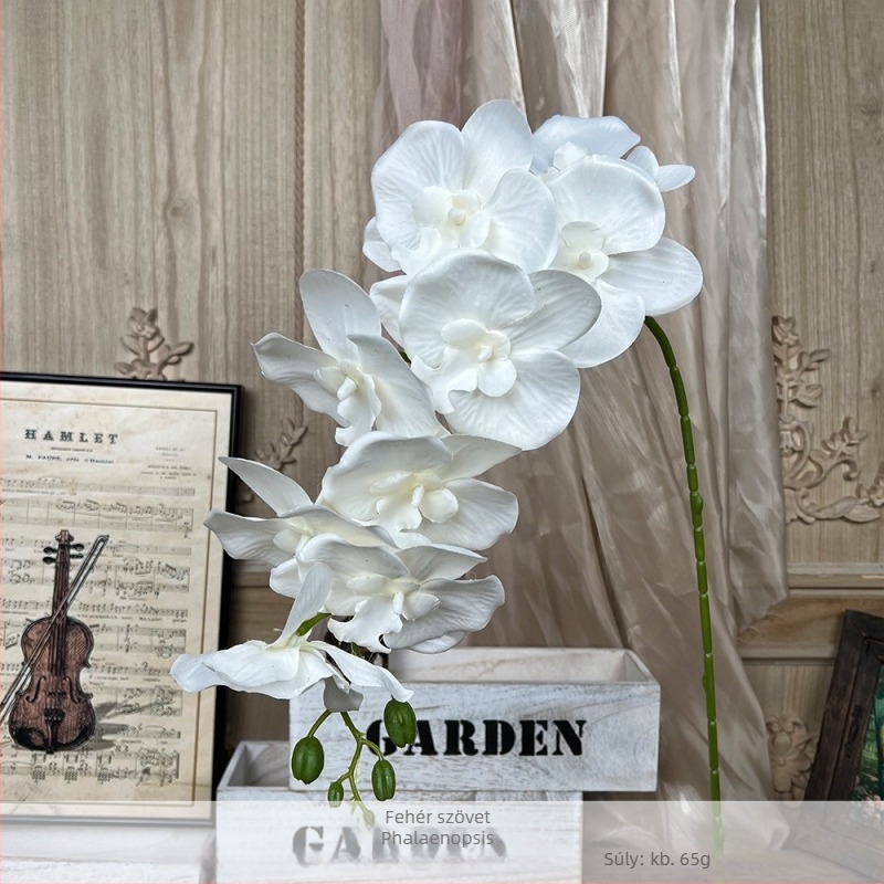 9 virágfejű szatén Phalaenopsis orchid esküvői és otthoni dekorációhoz