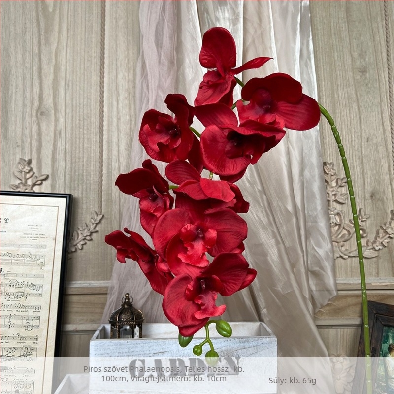9 virágfejű szatén Phalaenopsis orchid esküvői és otthoni dekorációhoz