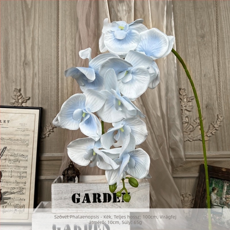 9 virágfejű szatén Phalaenopsis orchid esküvői és otthoni dekorációhoz